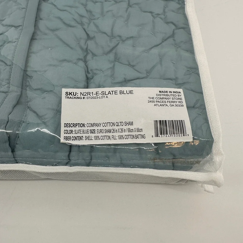 The Company Store Company Cotton Quilted Euro Sham Slate Blue N2R1E